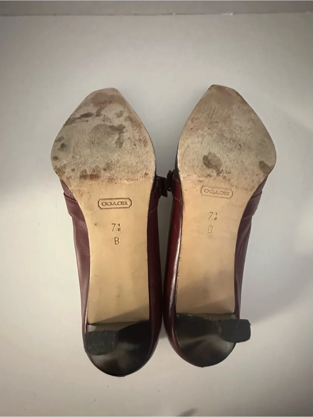 Coach Women's Burgundy Leather Buckle Pumps